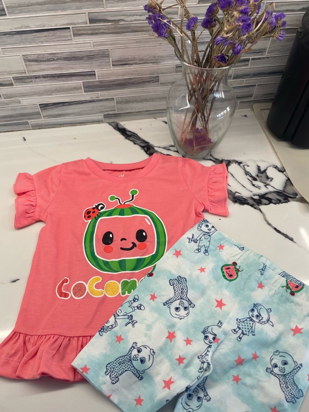 CoComelon Pink Girls' Matching Set - Short Sleeve Top & Shorts